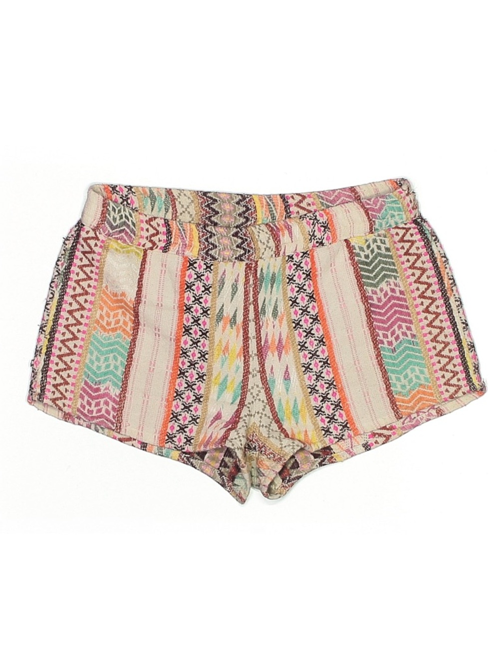 ODDY Women's Boho Aztec Stripe Elastic Waist Multicolor Shorts